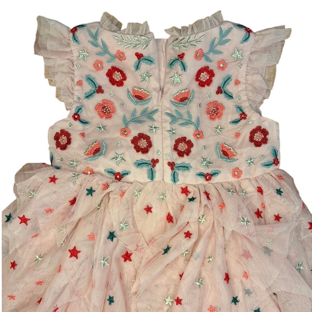 NWT Mini Boden Pink Embroidered Star Tulle Tiered Party Dress 2-3 Years - Picture 5 of 6